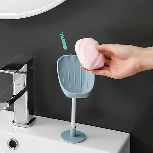 360° Rotating Soap Holder with Drain – Wall Mounted Self Draining Soap Dish