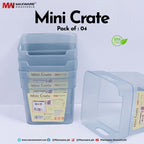 Mini Crate Storage Boxes (Pack of 4) – Multipurpose Organizer Bins | BPA Free Plastic Storage for Kitchen