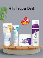 CeraVe 4-in-1 Skincare Kit – Cleanser, Retinol Serum, Sunscreen SPF 50 & Night Cream
