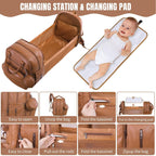 PU Baby Diaper Bag Backpack with Multifunction Diapers Changing Station