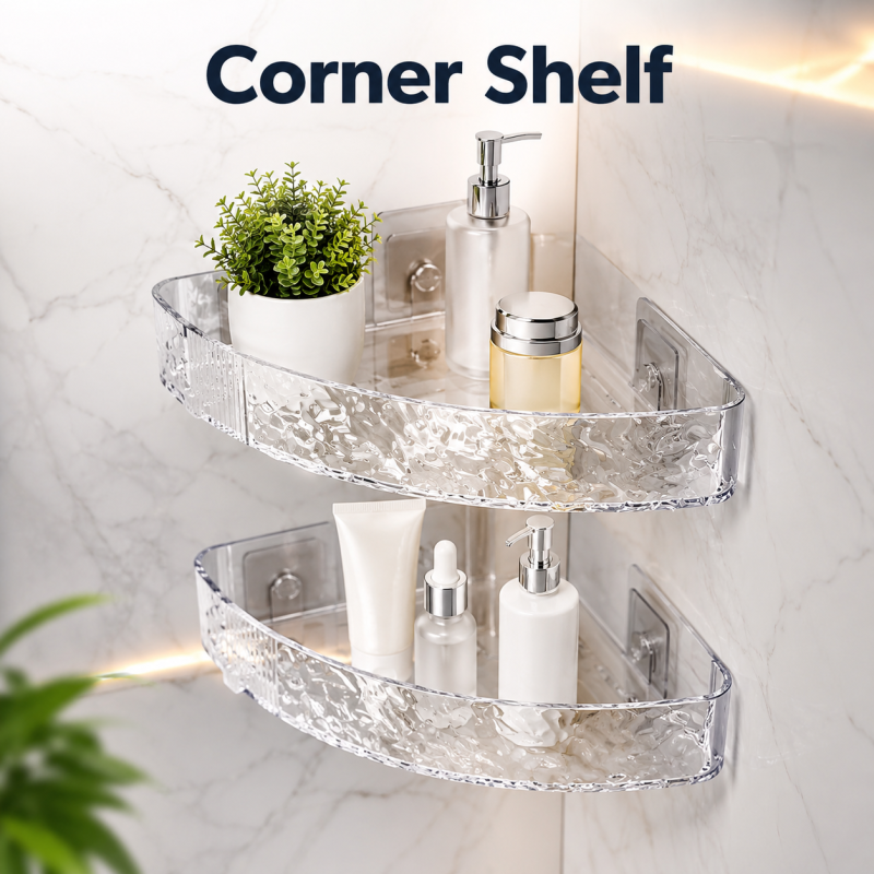Premium Corner Bathroom Organizer Shelf – Wall Mounted Shower Storage Rack