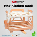 Max Kitchen Plate Stand – 2 Tier Dish Drying Rack with Drain Tray | BPA-Free Kitchen Organizer