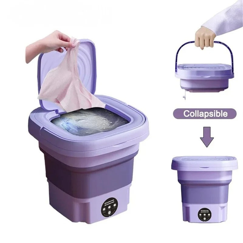 Portable Folding Mini Washing Machine – Compact Electric Washer for Travel & Home