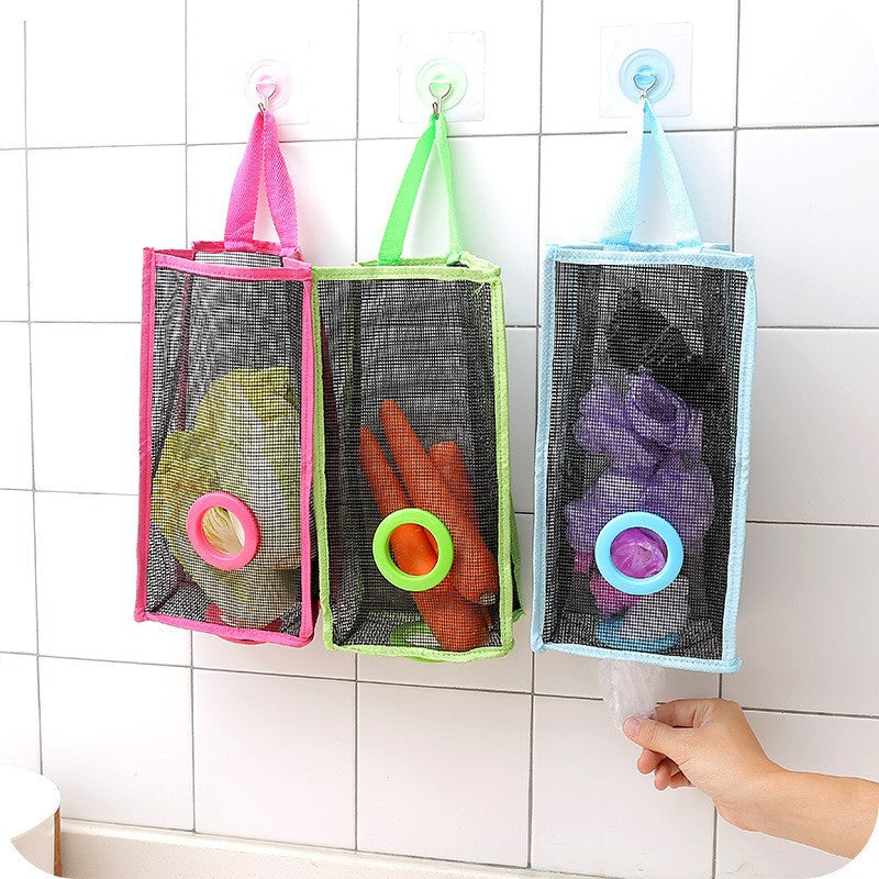 Pack of 3 Hanging Mesh Garbage Bag – Reusable Kitchen & Bathroom Waste Storage Organizer