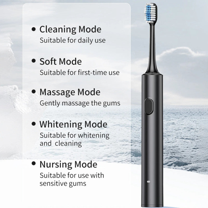 Sonic Electric Toothbrush – Rechargeable Waterproof Oral Care Brush with Extra Heads