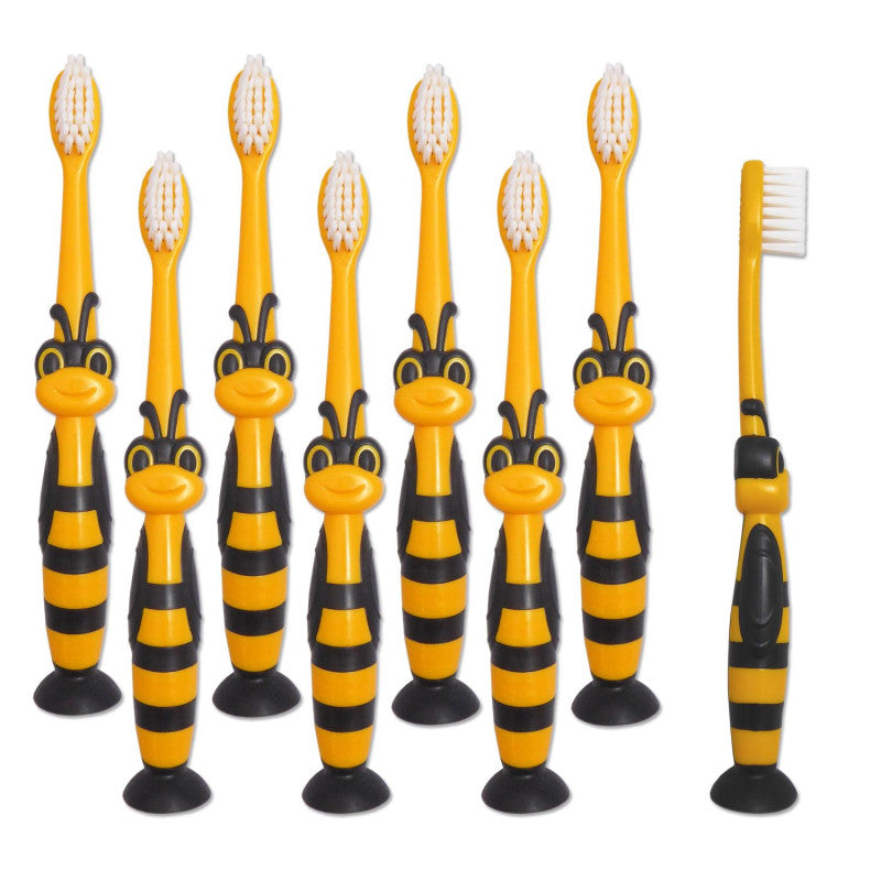 Pack of 2 Bumblebee Kids Toothbrush with Suction Cup – Soft Bristles Cartoon Brush for Children