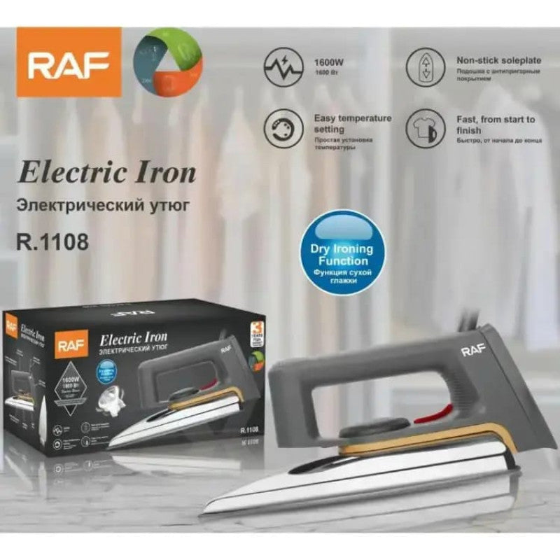 RAF R-1108 Electric Dry Iron – Non-Stick Soleplate Professional Clothes Iron