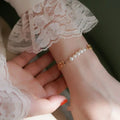 Golden Bracelet for Women – Elegant Leaf & Pearl Design Hand Jewelry