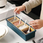 4 Partition Spice Box with Lid & Spoons – Kitchen Masala Organizer | Multipurpose Condiment Storage Container