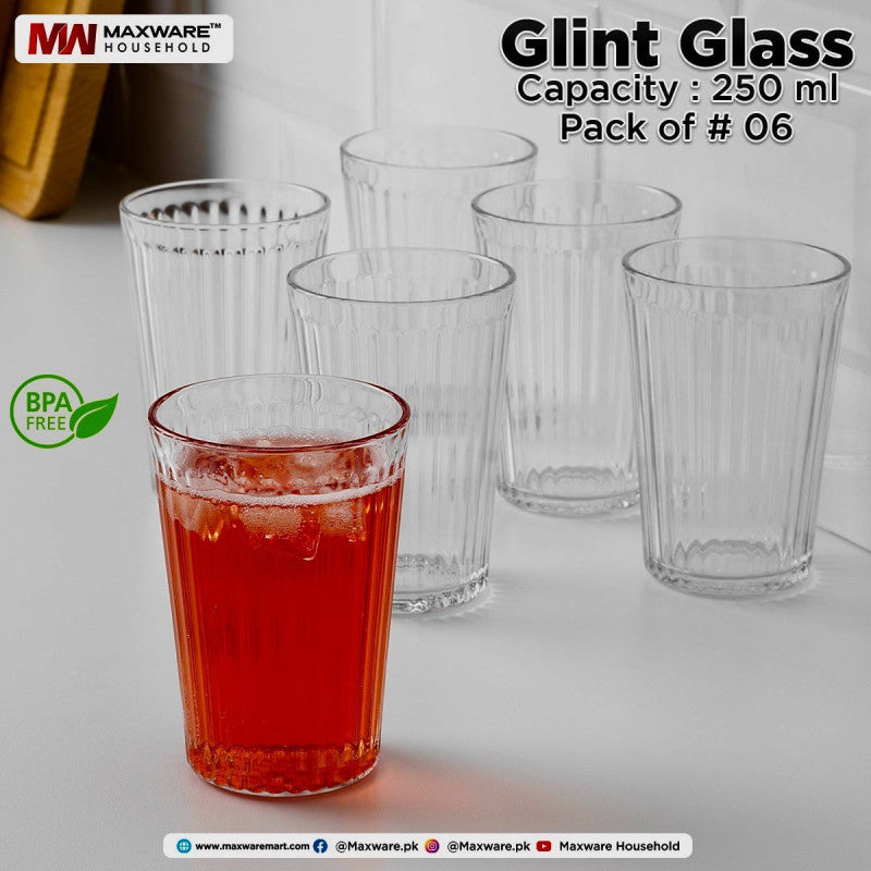 Glint Glass – Pack of 6 Clear Drinking Glasses