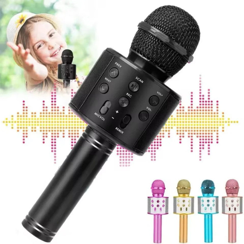858 Wireless Karaoke Microphone – Bluetooth Singing Mic with Speaker & Voice Effects