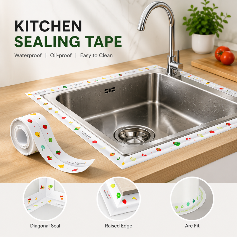 Waterproof Self-Adhesive Kitchen Sink Sticker For Bathroom Corner & Wall Sealing Strip