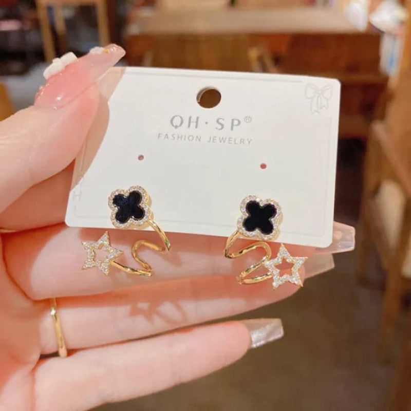 Stylish Earring Tops Set for Women – Trendy Star & Clover Design