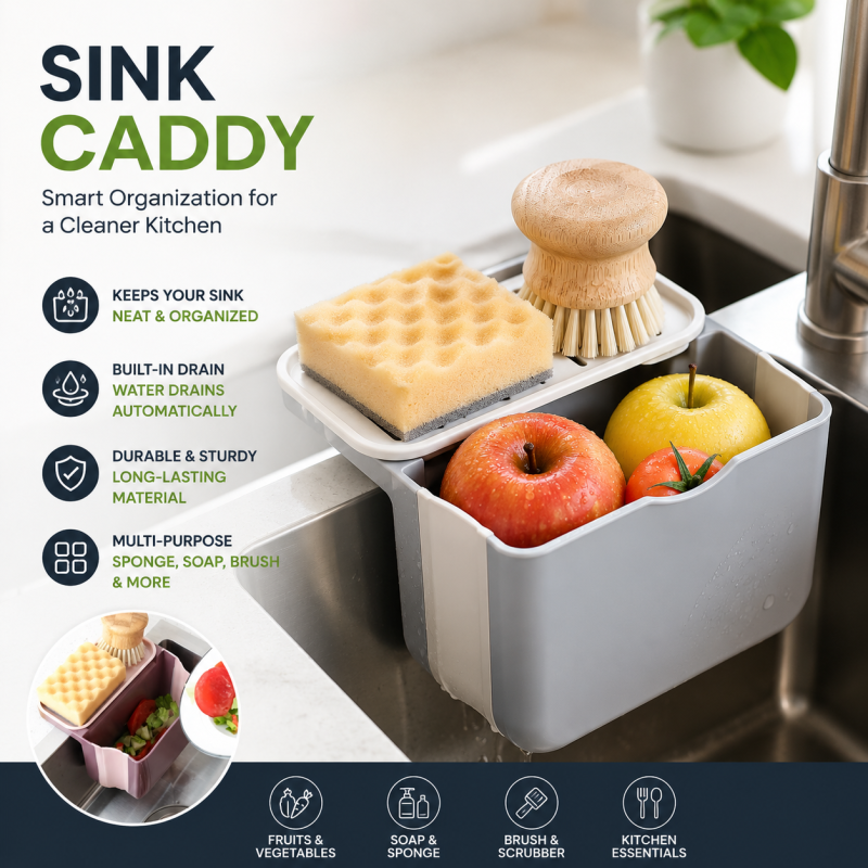 Sink Drain Strainer Basket – Foldable Hanging Kitchen Sink Organizer & Food Waste Holder
