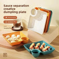 4pcs Dumpling Plate Set with Sauce Holder – Multi-Section Snack & Serving Plates