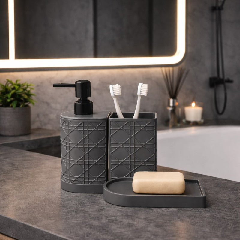 Luxury Bathroom Set – Soap Dispenser + Toothbrush Holder (Pack of 2)