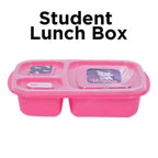 Pack of 2 Student Lunch Box (Big) – Large Capacity 3 Compartment Lunch Box for School