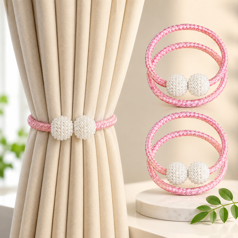 Pearl Magnetic Curtain Clip Curtain Holders Tieback Buckle Clips Hanging Ball ( Pack of 2)