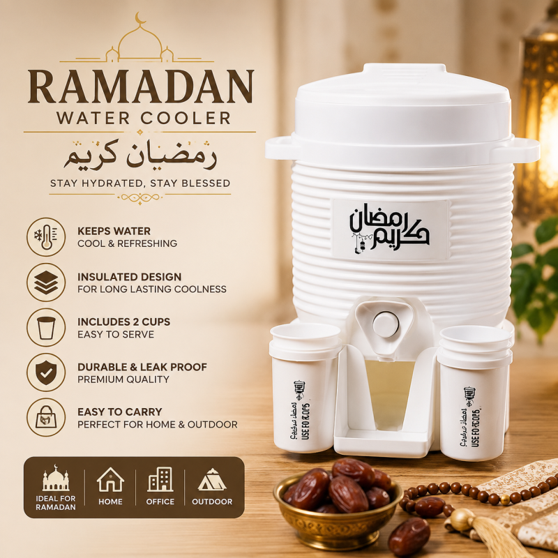 Zamzam Cooler Dispenser 2 Liter – Insulated Water Cooler with Tap & Cups