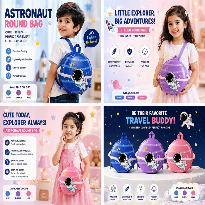 Cute Astronaut Kids Backpack – Lightweight Cartoon School & Travel Bag for Kids