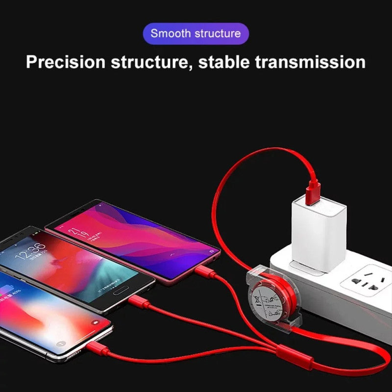 Data Cable 3 In 1 USB Charge for Micro-USB Type C Wire Portable For Fast Charging