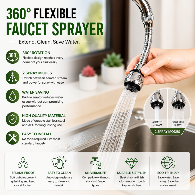 Turbo Flex Faucet – 360° Flexible Kitchen Sink Sprayer Attachment