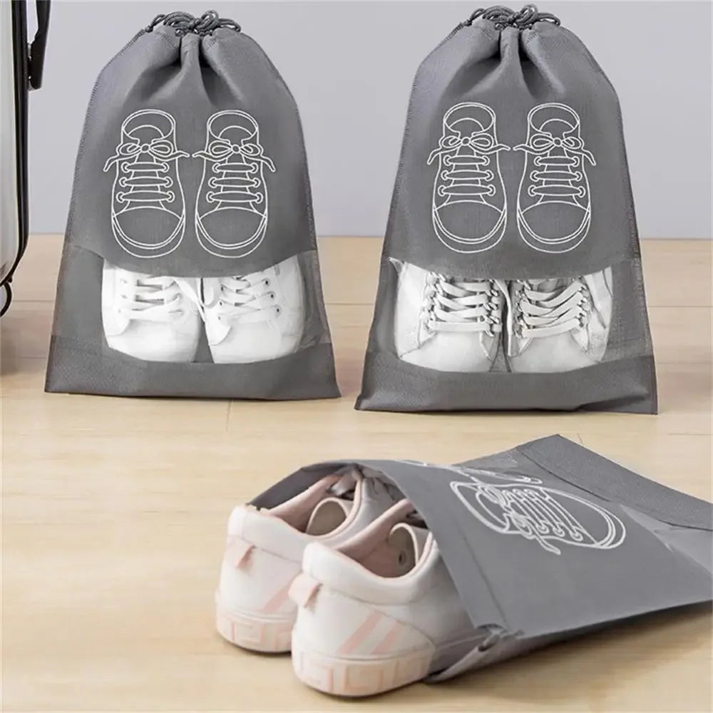 Pack of 3 Non-Printed Shoes Storage Bag – Travel Drawstring Shoe Organizer (Dustproof)