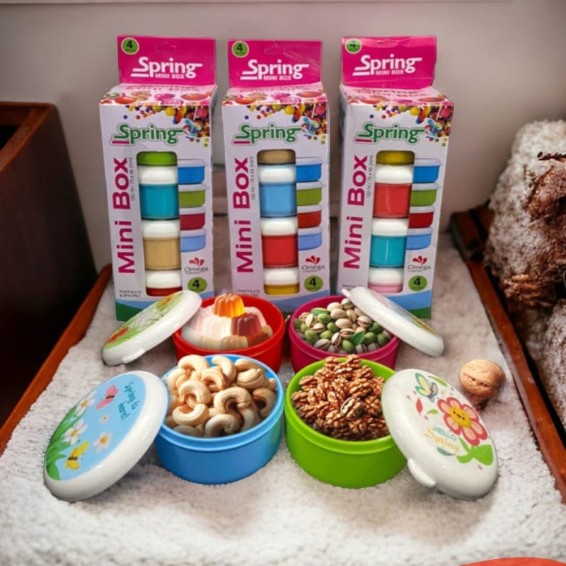Mini Spring Storage Box Pack of 4 – Cute Airtight Multi-Purpose Containers