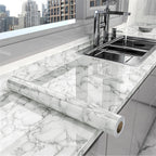 White Marble Sticker Sheet (60x200cm) – Self Adhesive Kitchen Countertop & Cabinet Cover