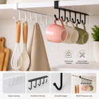 Cabinet Under Shelf 6 Hooks Iron Hanging Rack