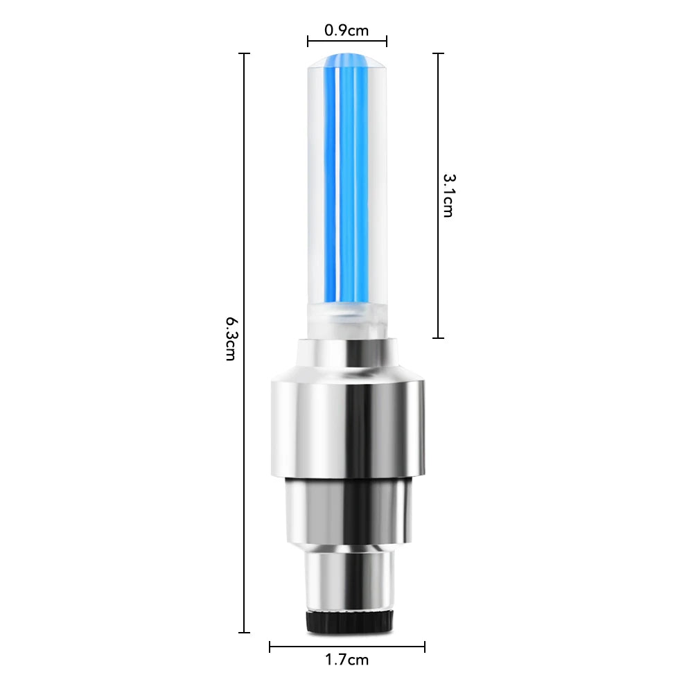 Pack of 4 Car Wheel LED Valve Lights – Blue Motion Sensor Tire Lights (Universal Fit)