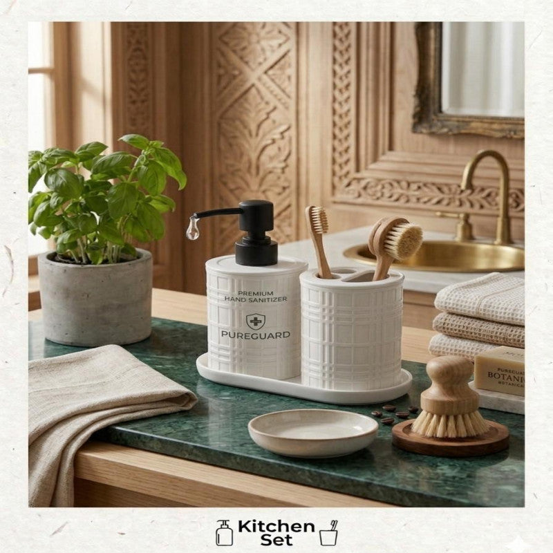 Luxury Soap Dispenser with Toothbrush Holder – Bathroom Counter Organizer Set