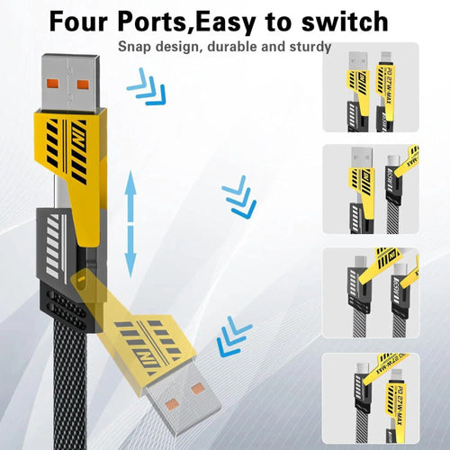 4-in-1 Multi Charging Cable 65W – Fast Charging USB to Type-C, Lightning & Micro USB