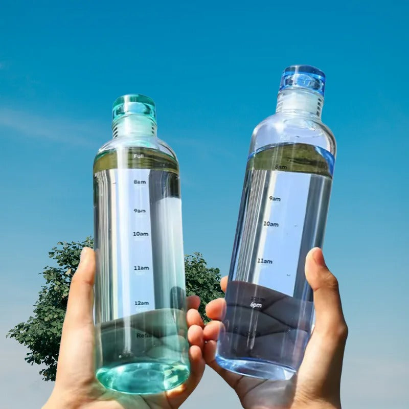 Glass Time Line Water Bottle 500ML – Hydration Tracker Bottle
