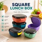 Square Airtight Lunch Box with Spoon – 700ml Leak-Proof Food Storage Container