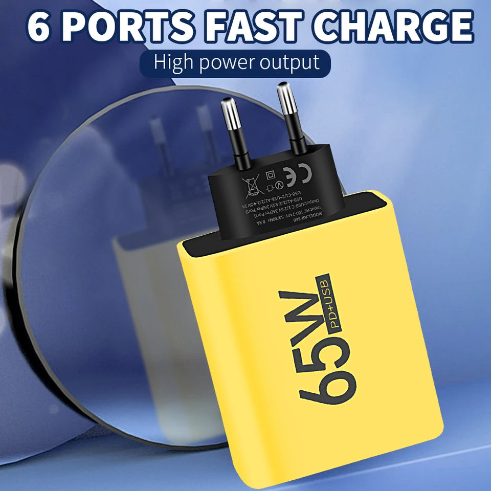 65W GaN Fast Charger – USB A + Type-C Super VOOC Dual Port Adapter