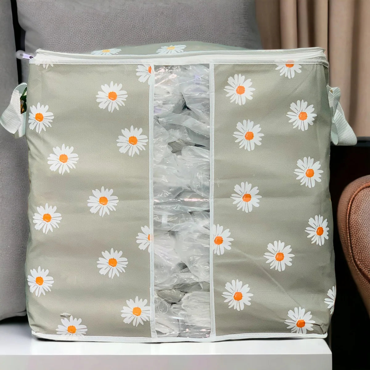 Pack of 2 Floral Large Storage Bag – Multipurpose Clothes & Blanket Organizer