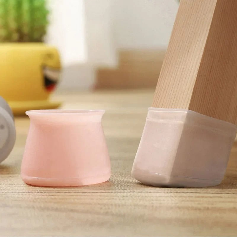 4 Pcs Silicone Chair Leg Protectors With Felt Pads