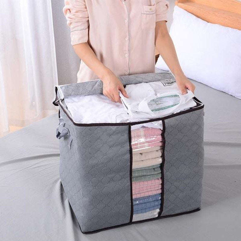 Premium Grey Storage Bag – Large Capacity Clothes & Blanket Organizer