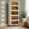 5 Layer Storage Cabinet with Transparent Doors – Foldable Dustproof Organizer with Wheels