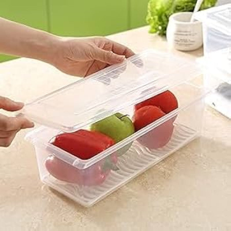 Fridge Storage Box with Filter – Fresh Keeping Container | Drain Tray Fridge Organizer for Fruits & Vegetables
