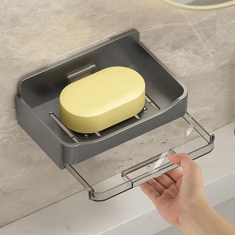 Wall Mounted Soap Holder with Drain Tray – Waterproof Self Adhesive Soap Dish for Bathroom