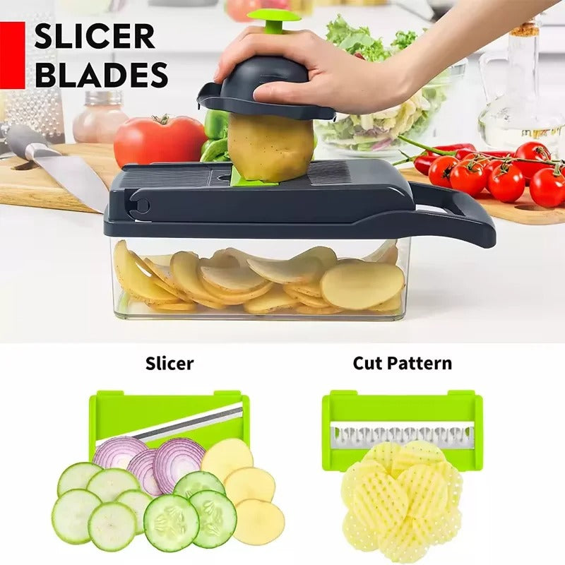 16 in 1 Vegetable Chopper & Mandoline Slicer – Multi Cutter Kitchen Tool with Storage Box