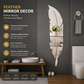 Wall Trove Acrylic Mirror Wall Leaf – 3D Feather Wall Decor for Home & Office