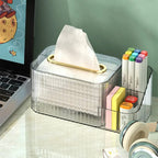 2 in 1 Acrylic Tissue Box Holder – Multifunctional Cosmetic & Tissue Organizer for Vanity & Bathroom