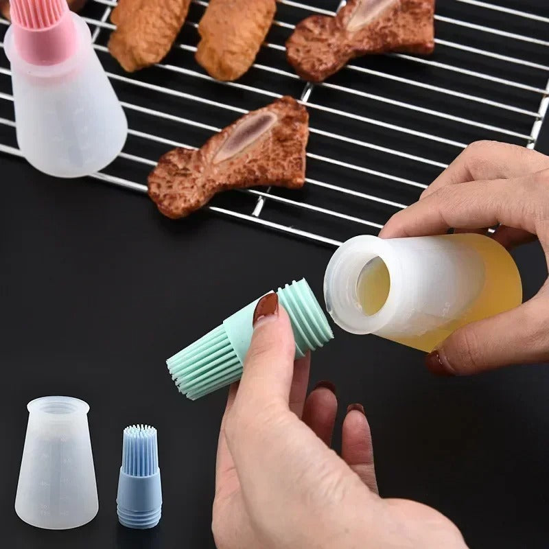 BBQ Oil Brush Bottle – Silicone Basting Brush with Dispenser
