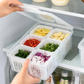 6 Grid Fridge Storage Box – Multi Compartment Organizer | Freezer Safe Kitchen Storage Box