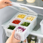 6 Grid Fridge Storage Box – Multi Compartment Organizer | Freezer Safe Kitchen Storage Box