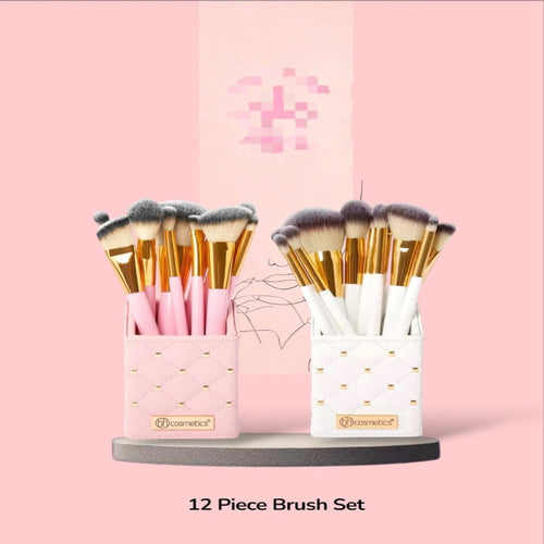 BH Cosmetics 12pcs Makeup Brush Set with Bucket Holder – Super Soft Professional Cosmetic Brushes Kit