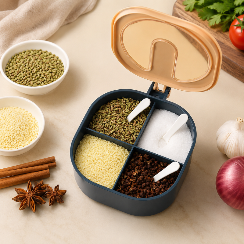 High Quality 4 In 1 Partition Kitchen Seasoning Spice Box For Kitchen